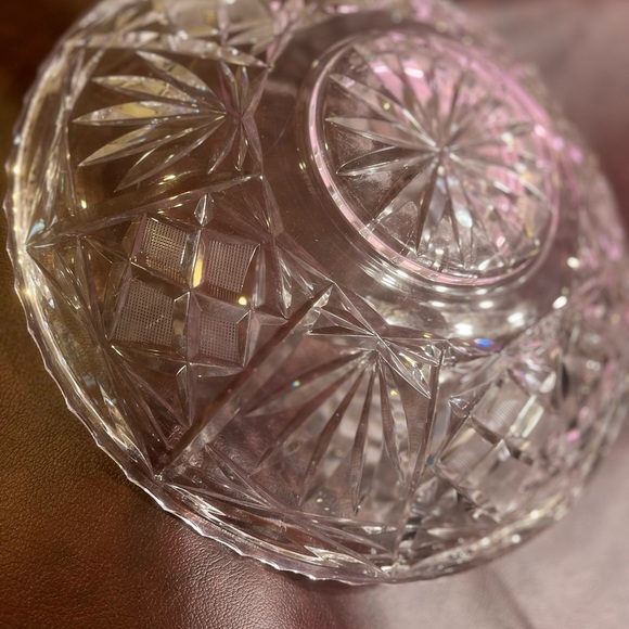 Vintage Czech Bohemian Hand Cut Crystal Antique Round Bowl - Picture 4 of 5
